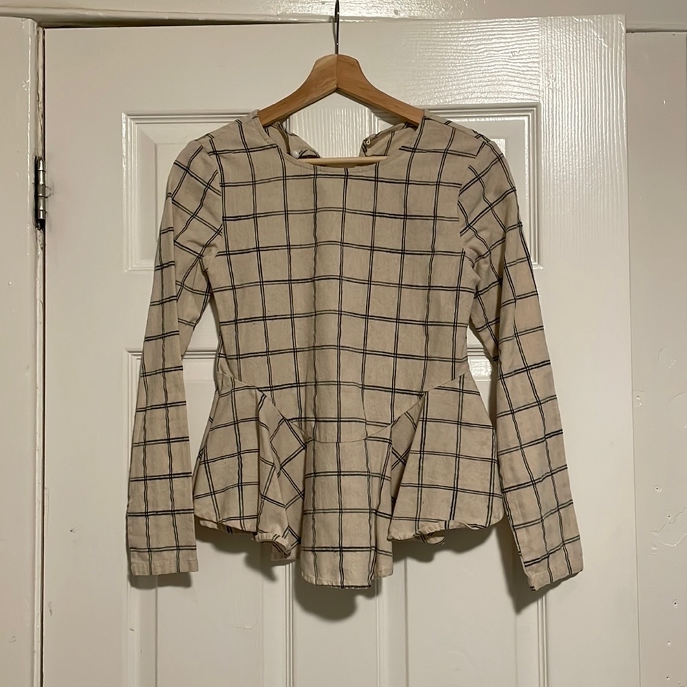 Shien blouse, off white and black paid, size small.